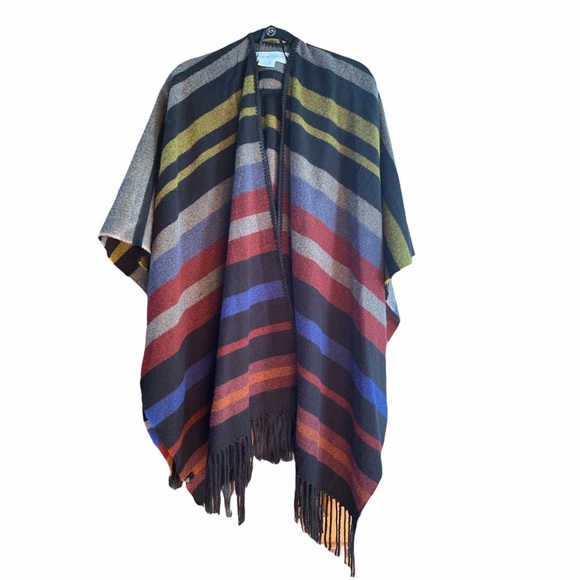 Treasure & Bond Fringed Stripe Poncho - Picture 2 of 6